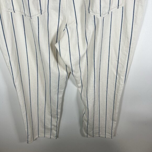 American Eagle Momjean White Blue Striped Plus Size 18 Boho‎ Casual Beach - Picture 7 of 9